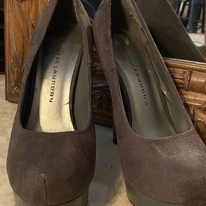 Chinese laundry gray suede platform heels